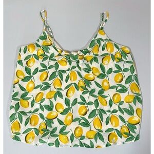 Lush Yellow Lemon Lemons Fruit Floral Chiffon Tank Top Shirt Blouse Size S 🍋✨